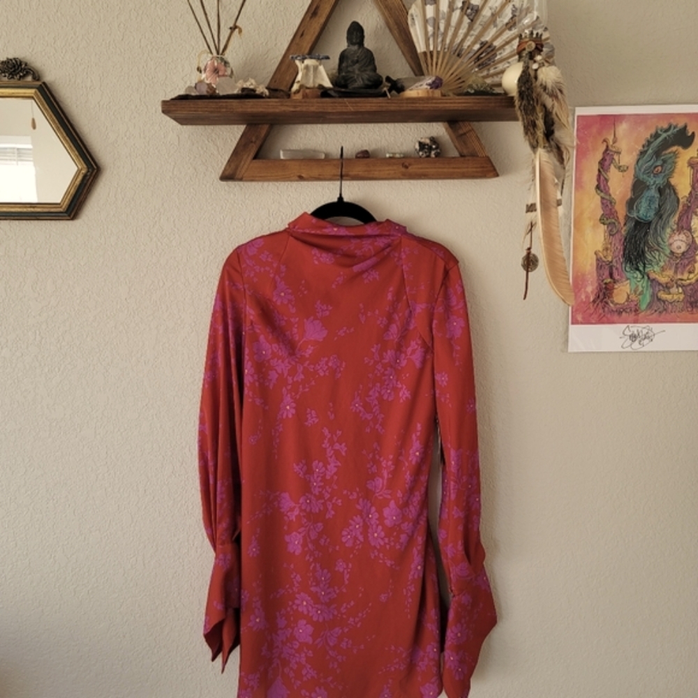 Free people romantic combo red and purple dress small